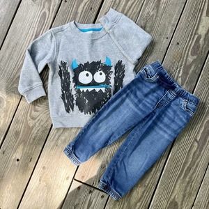 Bundle Boys Sweatshirt &Denim Jogger. Size 2T